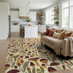 Whimsical Mushroom And Snail Forest Friends Rug Living Room View