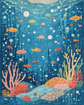 Whimsical Oceanic Coral Fish Bubbles Rug - Cutout View