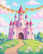 Whimsical Pink Castle Garden Path Rug - Cutout View