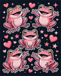 Whimsical Pink Frog and Heart Collage Rug - Cutout View