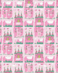 Whimsical Pink Green Castle Rug - Cutout View