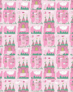 Whimsical Pink Green Castle Rug - Cutout View
