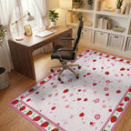 Whimsical Pink Strawberry Floral Rug - Office View