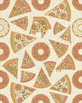 Whimsical Pizza Donut Repeating Pattern Rug - Cutout View