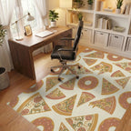 Whimsical Pizza Donut Repeating Pattern Rug Office View