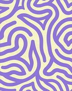 Whimsical Purple Cream Abstract Lines Rug - Cutout View