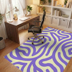 Whimsical Purple Cream Abstract Lines Rug Office View