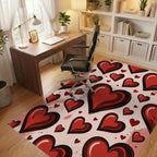 Whimsical Romantic Crimson Heart Collage Rug Office View