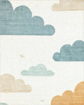 Whimsical Sky Clouds Blue Tan Rug - Cutout View