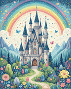 Whimsical Starry Rainbow Castle Rug - Cutout View