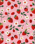 Whimsical Strawberry Floral Pink Rug - Cutout View