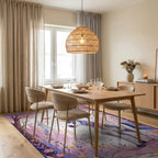Whimsical Unicorn Floral Garden Rug Dining Room View
