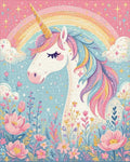 Whimsical Unicorn Rainbow Floral Rug - Cutout View