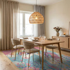 Whimsical Unicorn Rainbow Floral Rug - Dining Room View