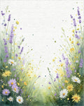 Whimsical Wildflower Meadow Watercolor Rug - Cutout View