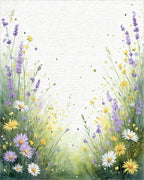 Whimsical Wildflower Meadow Watercolor Rug - Cutout View