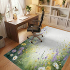 Whimsical Wildflower Meadow Watercolor Rug Office View