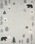 Whimsical Woodland Bear Forest Scene Rug - Cutout View