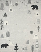 Whimsical Woodland Bear Forest Scene Rug - Cutout View