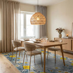 Whimsical Yellow Daisy Meadow Rug - Dining Room View