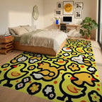 Whimsical Yellow Duckling Flock Together Rug Bedroom View