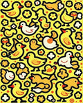 Whimsical Yellow Duckling Flock Together Rug - Cutout View