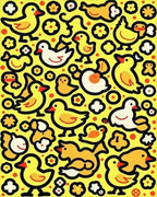 Whimsical Yellow Duckling Flock Together Rug - Cutout View