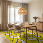 Whimsical Yellow Fried Eggs Rug - Dining Room View
