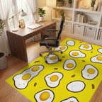 Whimsical Yellow Fried Eggs Rug - Office View