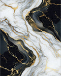 White Black Gold Veined Marble Rug - Cutout View