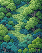Winding Lush Forest Path Rug - Cutout View