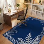 Winter Fern Snowflake Border Decor Rug Office View