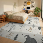 Woodland Bear Forest Trees Rug - Bedroom View