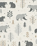 Woodland Bear Forest Trees Rug - Cutout View