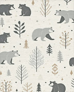 Woodland Bear Forest Trees Rug - Cutout View