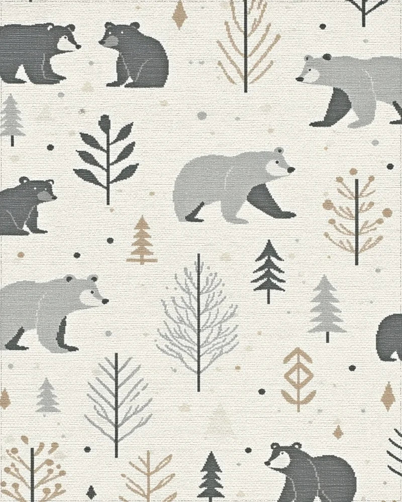 Woodland Bear Forest Trees Rug - Cutout View