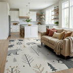 Woodland Bear Forest Trees Rug - Living Room View