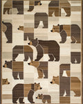 Woodland Bear Patchwork Geometric Rug - Cutout View