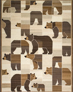 Woodland Bear Patchwork Geometric Rug - Cutout View