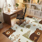 Woodland Bears and Trees Ivory Comfy Rug - Office View