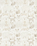 Woodland Creatures Beige Bear Fox Repeat Rug - Cutout View