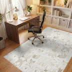 Woodland Creatures Beige Bear Fox Repeat Rug Office View