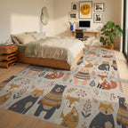 Woodland Creatures Sweater Bears Foxes Rug Bedroom View