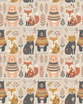 Woodland Creatures Sweater Bears Foxes Rug - Cutout View