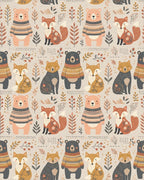 Woodland Creatures Sweater Bears Foxes Rug - Cutout View