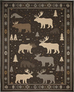 Woodland Moose And Bear Forest Accent Rug - Cutout View