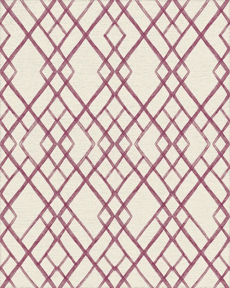 Woven Plum Lattice Garden Rug - Cutout View