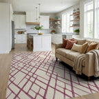 Woven Plum Lattice Garden Rug Living Room View