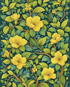 Yellow Flowering Branches Garden Rug - Cutout View