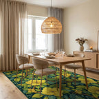 Yellow Flowering Branches Garden Rug - Dining Room View